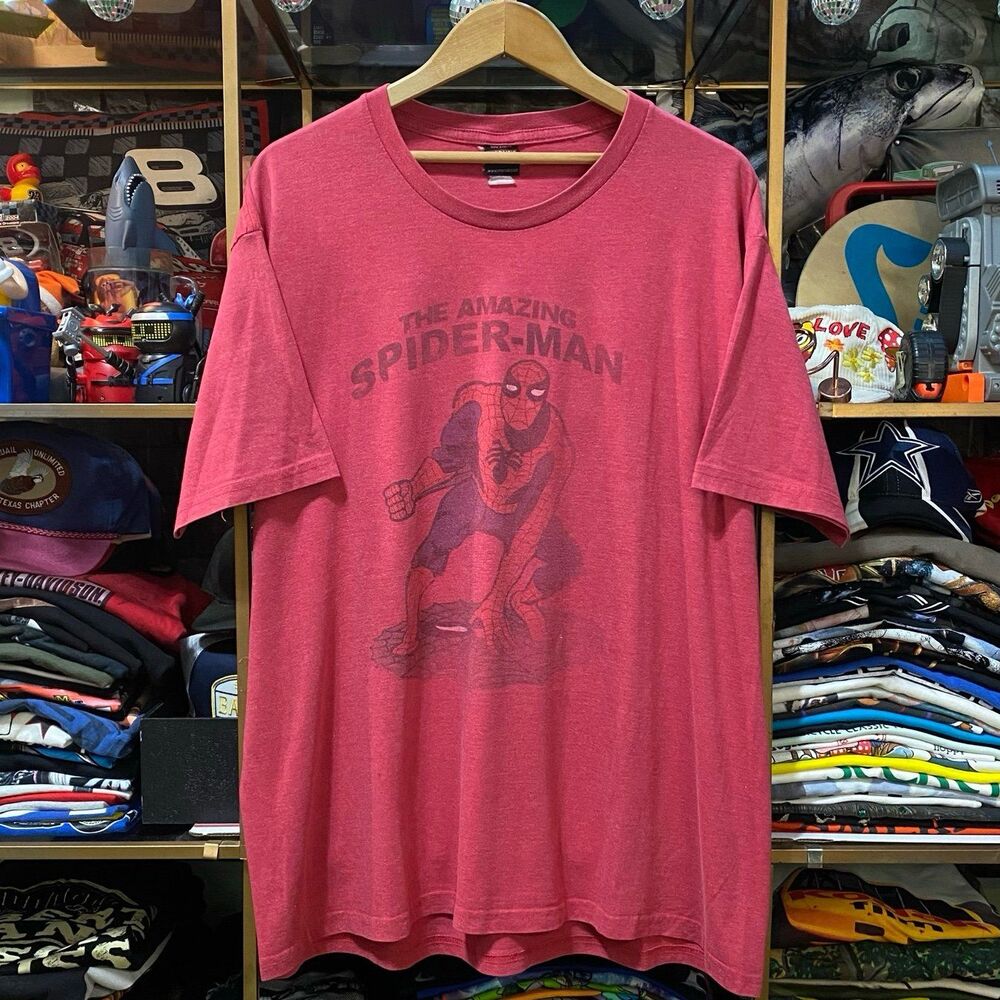 Vintage Y2K Marvel The Amazing Spider-Man Graphic T Shirt Heathered Red Mens XL